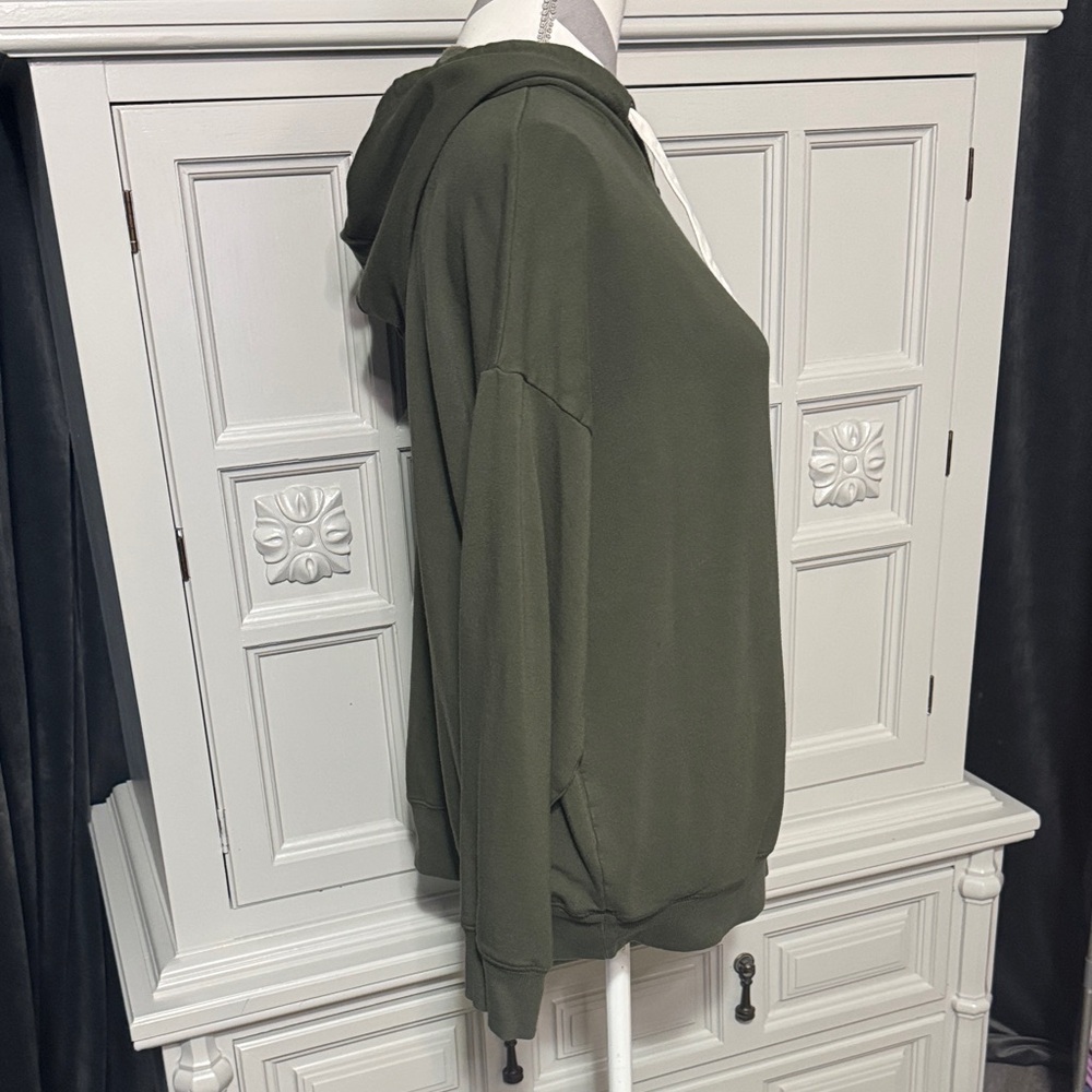 Buffalo David Bitton Brand Olive Green Hoodie with White Drawstrings Size Large - Picture 4 of 8
